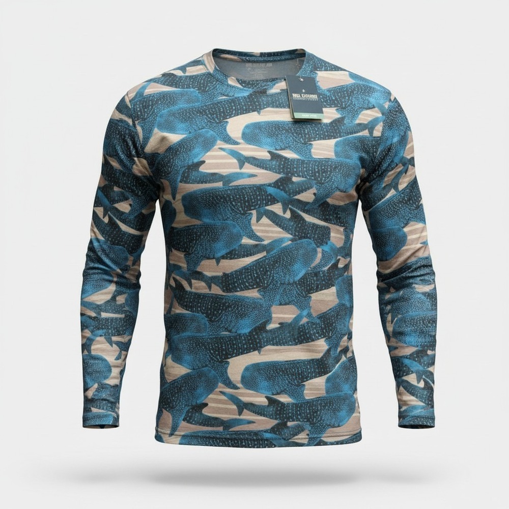 Reel Legends Reel-Tec Whale Shark Performance Fishing Shirt Men's Medium UPF 40